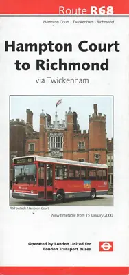 London Transport Bus Timetable - R68 - Hampton Court-richmond - January 2000 • £4