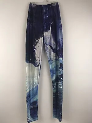 Unicorn Print Galaxy Space Casual Athleisure Blue Leggings Extra Small • $13.11