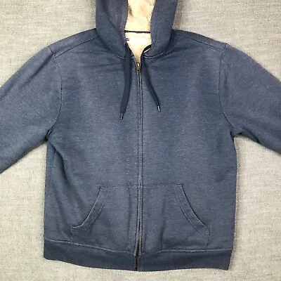 Levi's Hoodie Mens M Blue Regular Fit Faux Fur Deep Pile Fleece Lined Full Zip • $21.99