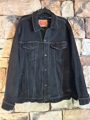 4XL Vintage Levis Black Denim Jacket Button Up Thrash Metallica Metal Slayer CA • $135