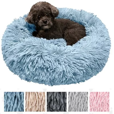 Plush Pet Bed Calming Donut Dog Bed Cat Bed Round Cuddler Nest Cushion Beds Mat • $25.99