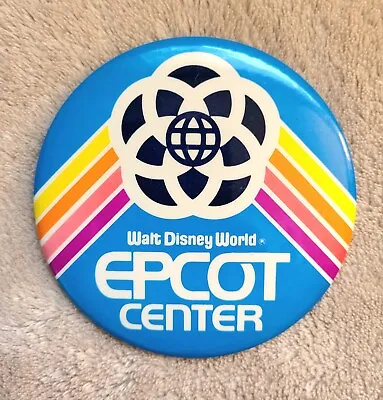 Vintage Walt Disney World Epcot Center Blue Button Pinback Pin Large 3.5  • $12.99