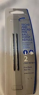 GENUINE Cross Mini Fine Point Pen Refill 2 Pack In Black Fits Tech 3 And More  • $8.99