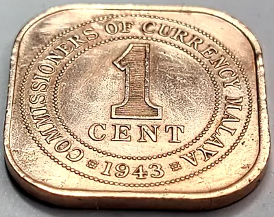 1943 Malaysia 1 Cent KM# 6 US SELLER COMBINED SHIPPING • $5