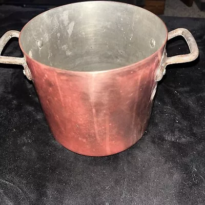 Vintage Bourgeat Copper Stock Pot # 18 France 6.5 Inch Deep Made In France • $149