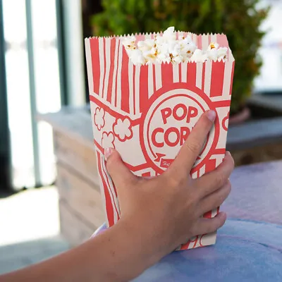  100 Pcs Paper Popcorn Packaging Bag Snacks Holders Container Party Bowl • £15