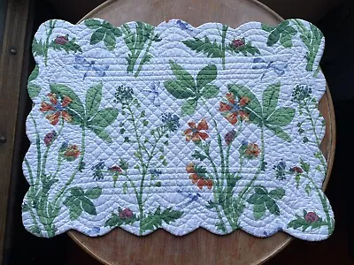 C&F Enterprises One Quilted Reversible Placemat “Clover Bug” Green Orange Blue • $8.95