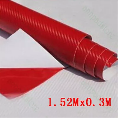 New 3D Premium Matte Red Carbon Fiber Vinyl Wrap Roll Bubble 1.52*0.3M • $10.77