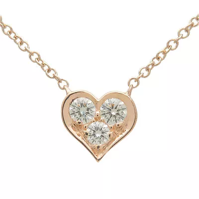 Auth Tiffany&Co. Sentimental Heart 3P Diamond Necklace K18 Rose Gold Used F/S • $1525