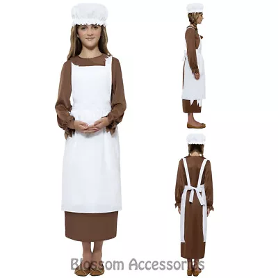 CK780 Girls Victorian Apron Mop Cap Set Tudor Colonial Book Week Dickens Costume • $17.95