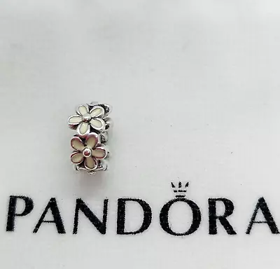 $32 • Buy PANDORA STERLING SILVER WHITE DAISY SPACER ENAMEL CHARM  Stamp 925 ALE   #791495