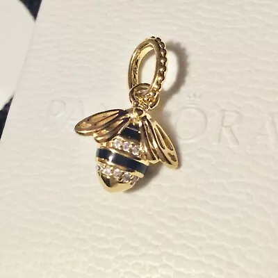 NEW Genuine Pandora Shine 14ct Yellow Gold Plated Queen Bee Pendant Dangle Charm • £70