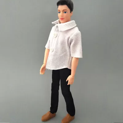 Boy Doll Clothes Outfits For Ken Doll White Shirt & Black Trousers Pants Clothes • £3.41