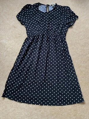 £5.50 • Buy H&M MAMA MATERNITY &BLACK & WHITE POLKADOT DRESS SIZE XS 6-8 Viscose
