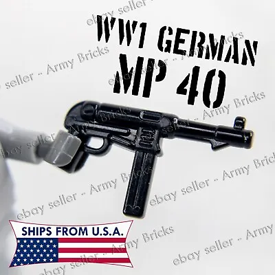 WW2 WWII German MP-40 - CUSTOM Brick Weapons Gun & Arms For Brick Minifigures • $1.50