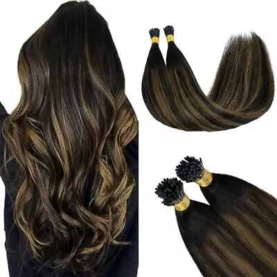  I Tip Hair 24 Inch-50S-Itip #1B/6/1B Balayage Natural Black To Chestnut Brown • $104.24