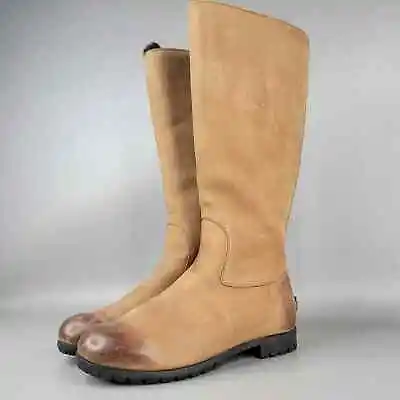 UGG Womens Broome Tall Riding Boots Zip Up Sheepskin Lined Leather Brown Size 6 • $39.90