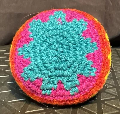 Vintage 90s Hacky Sack Crochet Footbag Ball Multicolor Hippie Style • $9.74