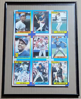 🎁 Framed 1990 Topps Uncut Sheet MARK GRACE LEE SMITH TETTLETON+ Great Gift Idea • $54.95