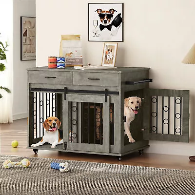 39 In End Table Dog Crate Furniture Wooden Indoor Dog Kennel Pet Cage Furniture • $161.96