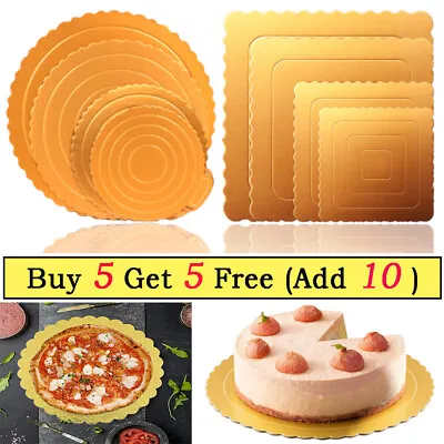 Cake Plate Coated Square CakeboardGold Cakeboard Cake Circle Base Boards • £2.59