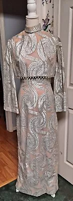 Vintage Size 10 Mel Warshaw Miss Jane Miami Pale Pink/Silver Evening Gown • $175