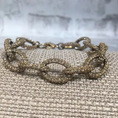 J Crew Bracelet Crystal Pave Link Gold Bracelet  • $18.99