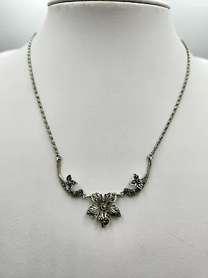 Vintage Sterling Silver & Marcasite Necklace Germany • $85.95