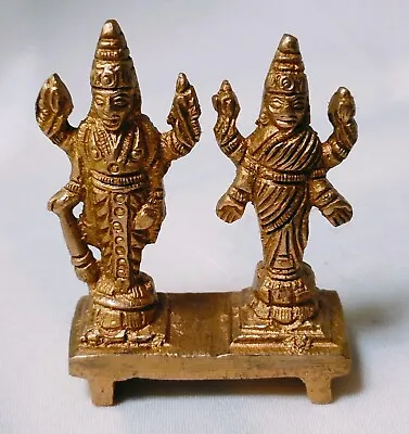 Brass 2.0 Inche Lord Laxmi Vishnu Statue Hindu God Usa Seller Fast Ship • $9.99