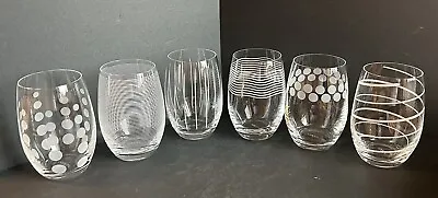 Cheers By Mikasa Stemless Wine Glasses Set Of 6 Lead Free Crystal 17oz. • $45