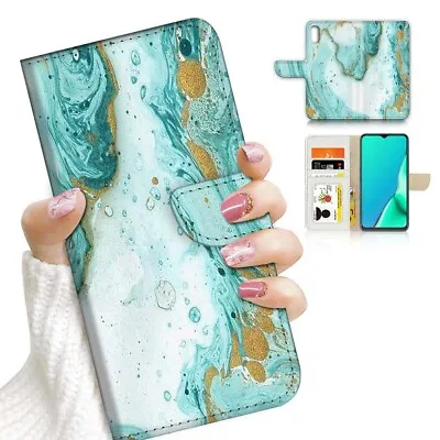 $12.99 • Buy ( For IPhone XS / IPhone X ) Wallet Case Cover PB23603 Green Cloud Marble