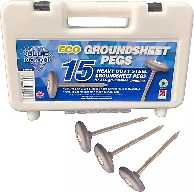 £11.99 • Buy Blue Diamond Groundsheet Pegs 15 X Tent Awning Camping Heavy Duty Metal Steel
