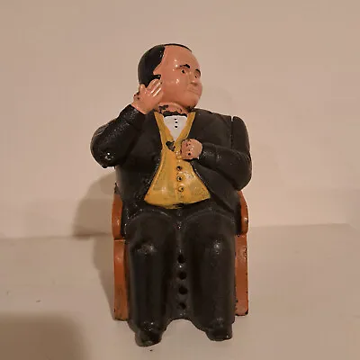 Fat Man Gesture || Vintage / Antique Cast Iron Piggy Bank • $50