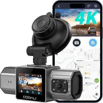 4K Dual Dash Cam Built-in GPS WiFi Dash Cam Front And Inside Car Dash Camera • $85.79