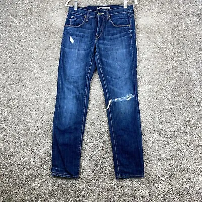 Vince Straight Leg Jeans Women's 25 Blue Mid Rise 5-Pocket Distressed Dark Wash • $17.99