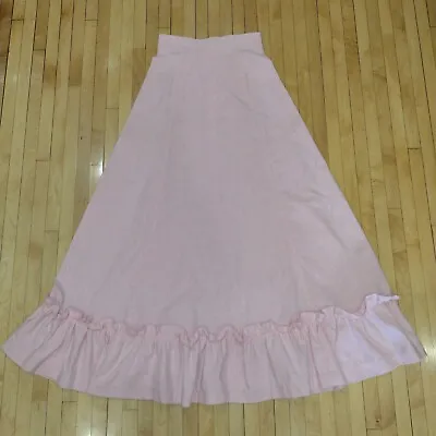 $45.95 • Buy Vtg 70s Mr Topper Of California Pink Maxi Prairie Skirt High Waisted Ruffled