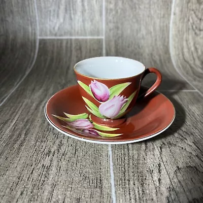 Made In Occupied Japan Vintage Tea Cup & Saucer  Floral Mini • $12.95