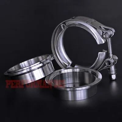 $18.90 • Buy 2.5  V-Band Vband Clamp 64mm Stainless Steel Flange Turbo Exhaust Downpipe 