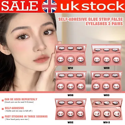 £11.32 • Buy Reusable Self Adhesive 3D False Eyelashes Natural Long Thick Fake Eye Lashes Box