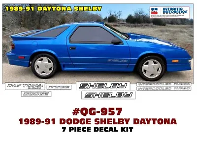 Qg-957 1989-91 Dodge Daytona Shelby - Decal Kit - Licensed • $99.95