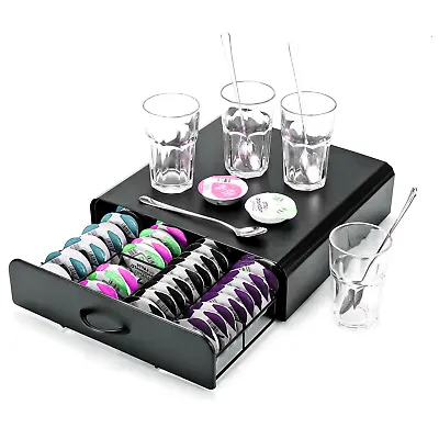 64 Tassimo T-Disc Pod Coffee Capsule Holder Dispenser Drawer Storage Rack • £21.85