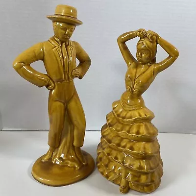 Mid-Century Modern Flamenco Dancers California Pottery MCM Glazed Ceramic Statue • $44.97