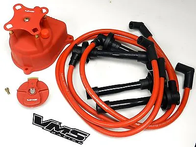 Distributor Cap + Rotor + Spark Plug Wire Kit For 96-00 Honda Civic D16 Ek Red • $84.95