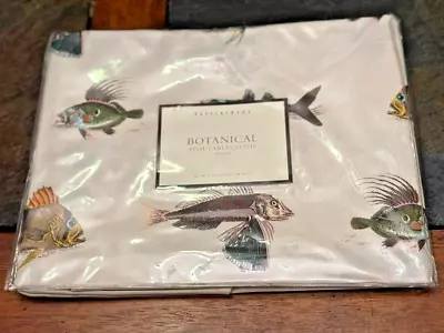 POTTERY BARN Botanical FISH Tablecloth ~ 60  Round • $75