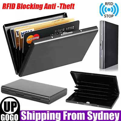 $6.35 • Buy RFID Blocking Stainless Steel Slim Wallet ID Credit Card Holder Protector Purse