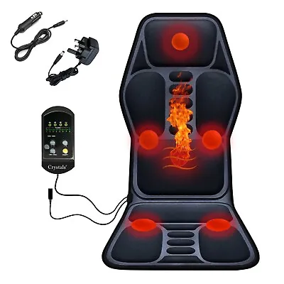 8 Modes Massage Cushion Full Back Car Chair Seat Pad Mat Neck Heat Massager UK • £20.85