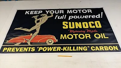 Sunoco Oil Vintage Style Dealer Promo Banner Sign Ad Mercury Sign Pennant • $68.88