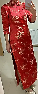 Vintage Mandarin 90s Long Red Dress For Chinese New Year. UK Size 8 • £15