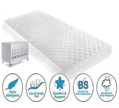 Baby Toddler Cot Bed Breathable QUILTED & WATERPROOF PURE Foam Mattress All Size • £49.99