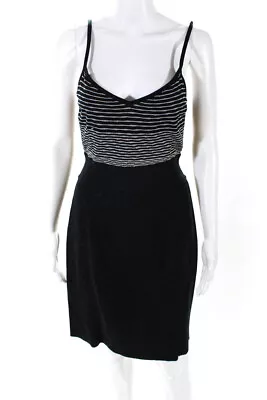 Iisli Womens Spaghetti Strap Striped Shiny Black Stretch Bodycon Dress Size S • $2.99